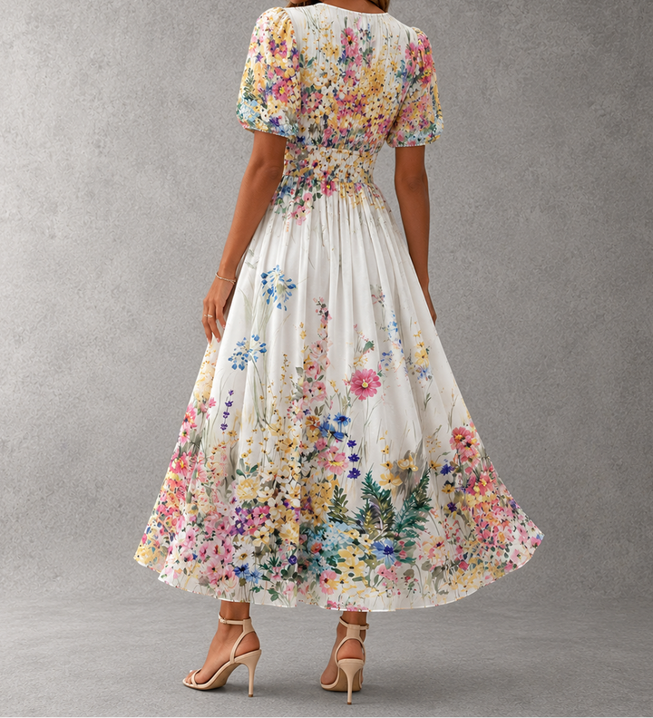 Rosalinda | Short Sleeve Floral Maxi Dress