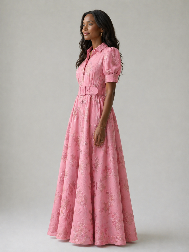 Linda | Belted Floral Maxi Dress