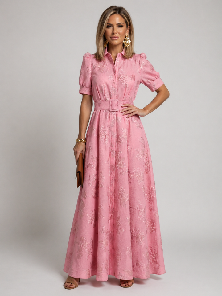 Linda | Belted Floral Maxi Dress