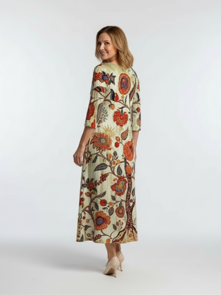 Corisande | V-Neck Long Sleeve Floral Midi Dress