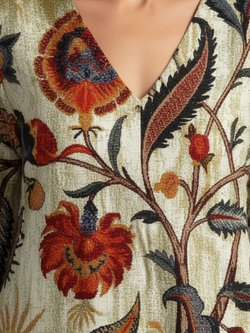 Corisande | V-Neck Long Sleeve Floral Midi Dress