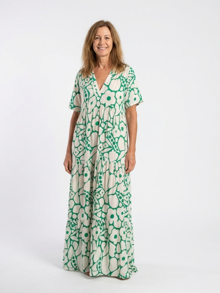 Zuleika | Short Sleeve V-Neck Floral Midi Dress