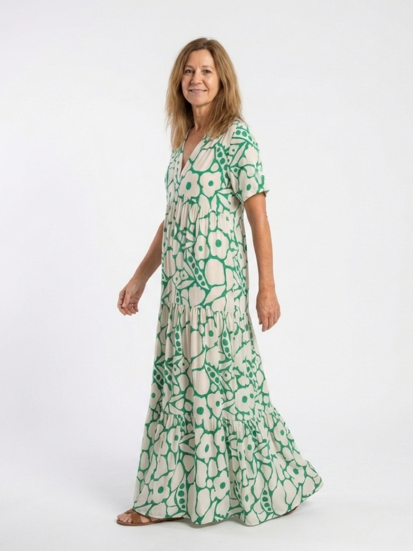 Zuleika | Short Sleeve V-Neck Floral Midi Dress