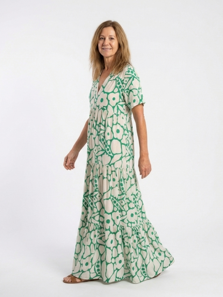 Zuleika | Short Sleeve V-Neck Floral Midi Dress
