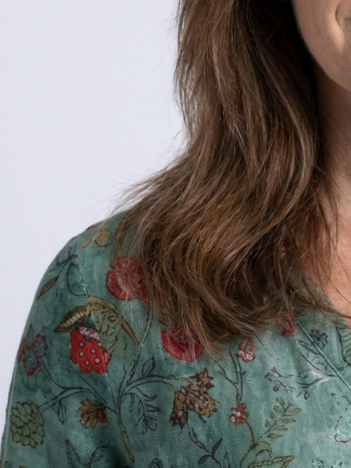 Marina | Floral V-Neck Three Quarter Sleeve Maxi Dress