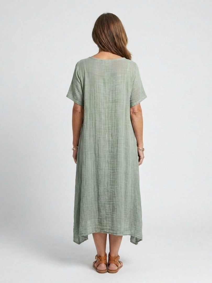Marianne | Short Sleeve V-Neck Midi Dress