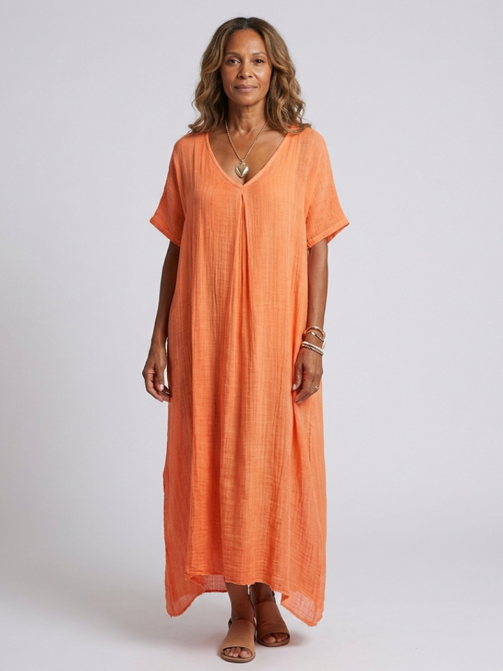 Marianne | Short Sleeve V-Neck Midi Dress