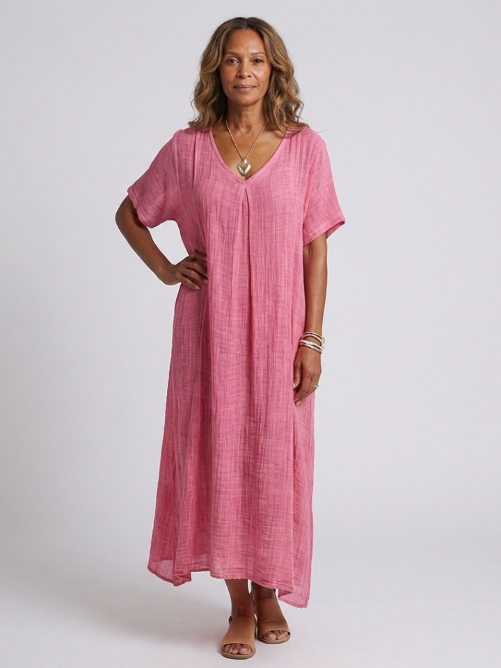 Marianne | Short Sleeve V-Neck Midi Dress