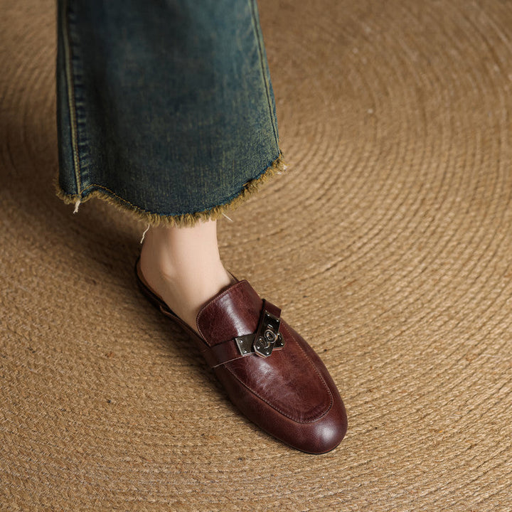 Carla | Rounded-Toe Hardware Accent Mules