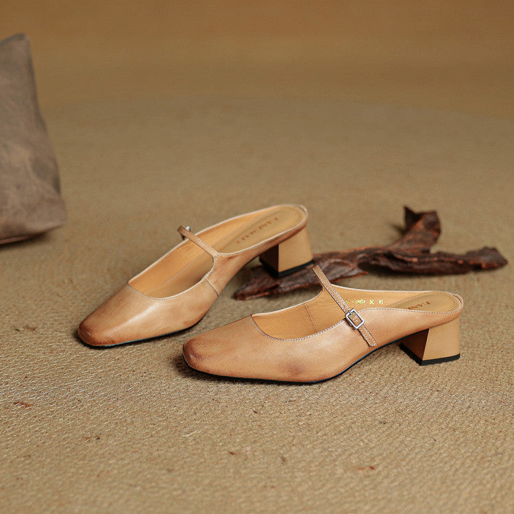 Esmer | Square-Toe Mary Jane Heel Mules