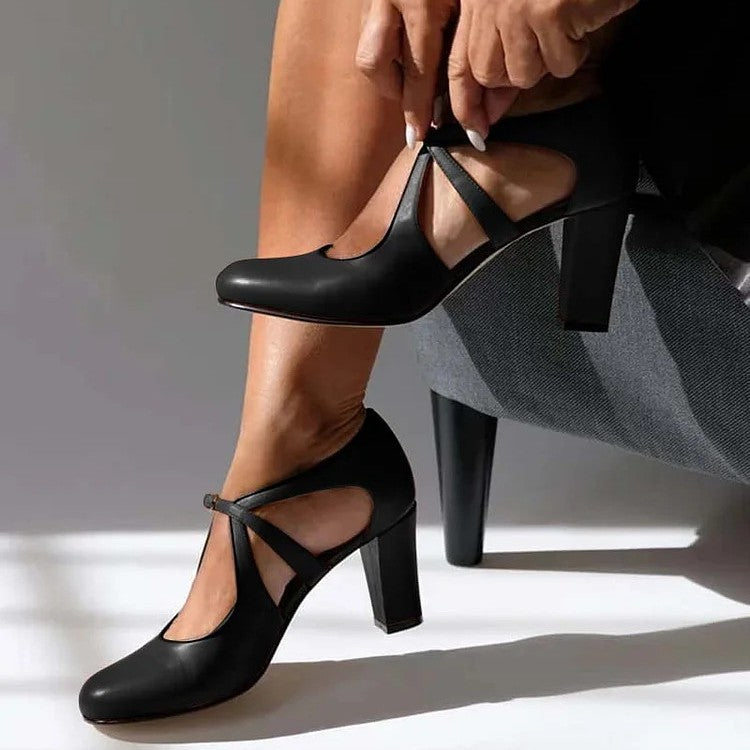 Camille | Elegant Genuine Leather Comfort Heels
