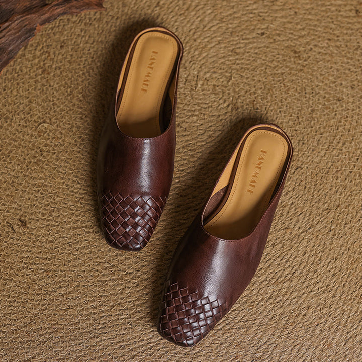 Dalvi | Textured Square-Toe Slip-On Mules