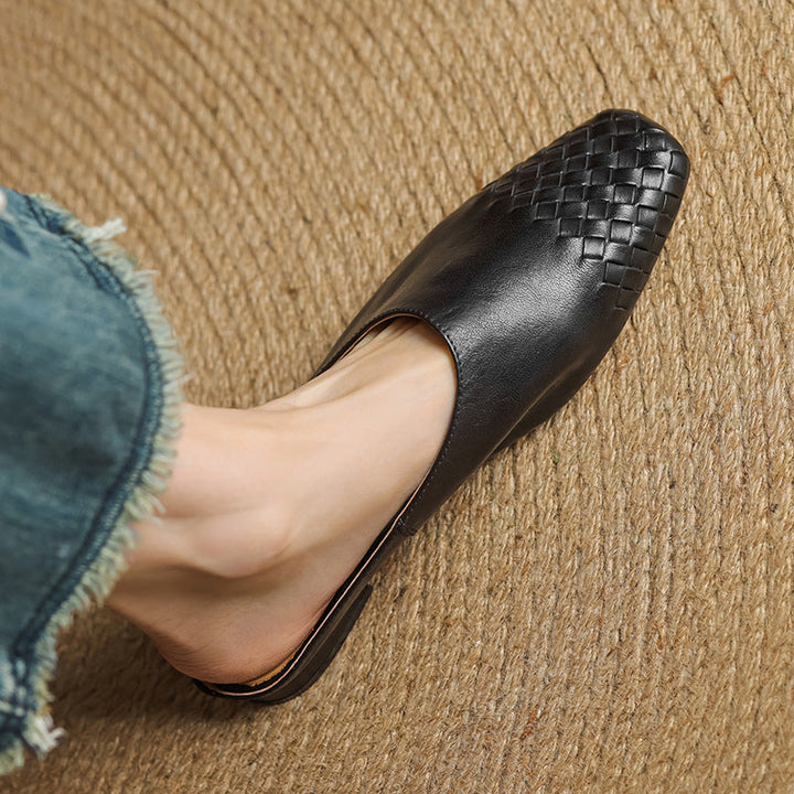 Dalvi | Textured Square-Toe Slip-On Mules