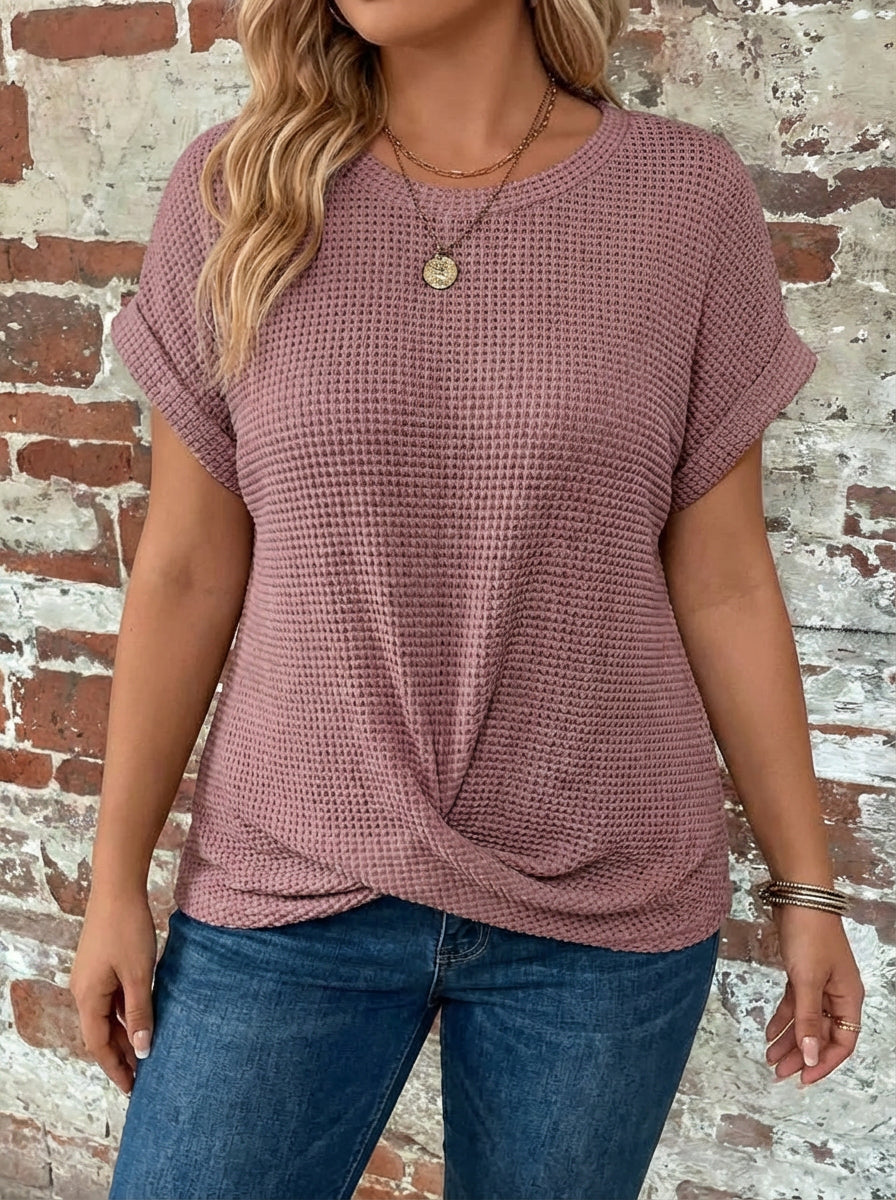 Nadya | Waffle Knit Casual Tee