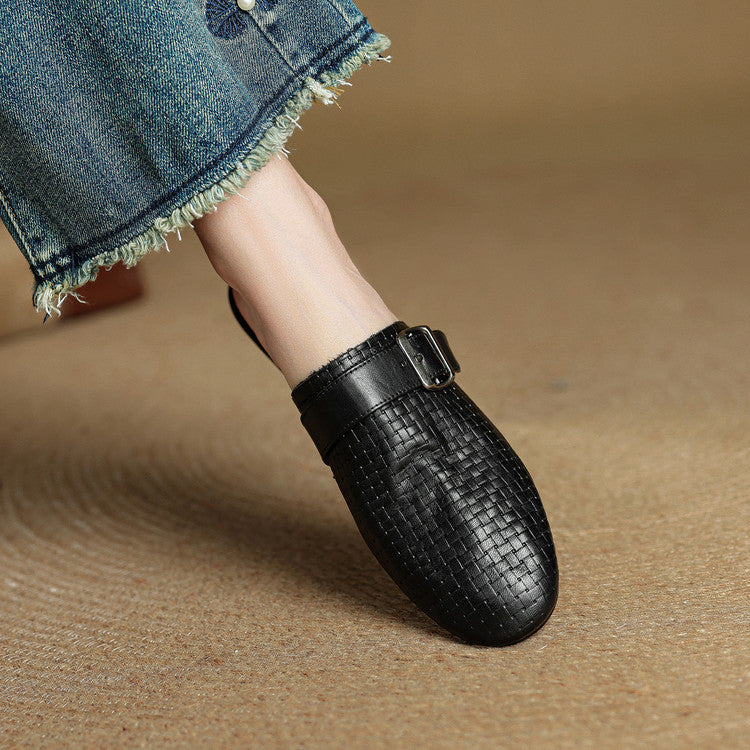 Emrie | Square-Toe Buckle Accent Mules
