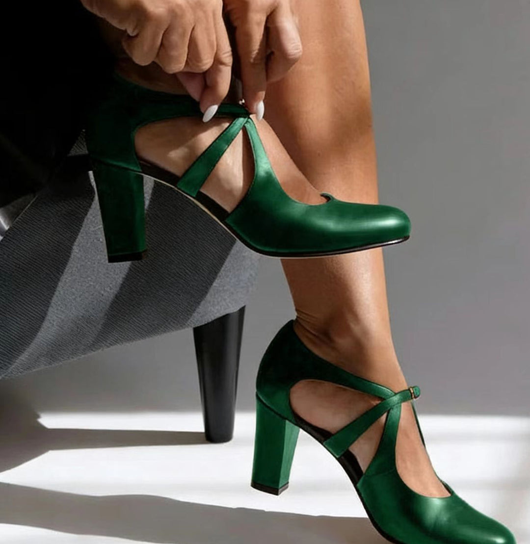 Camille | Elegant Genuine Leather Comfort Heels