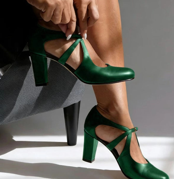 Camille | Elegant Genuine Leather Comfort Heels