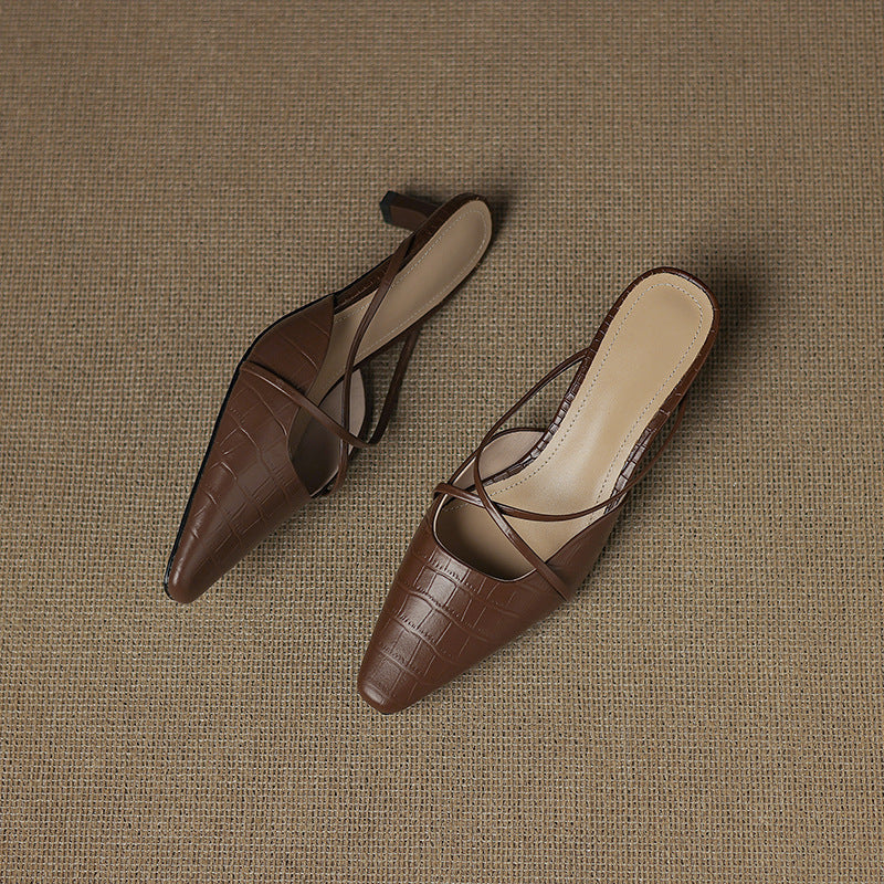 Mire | Pointed-Toe Crisscross Strap Heel Mules