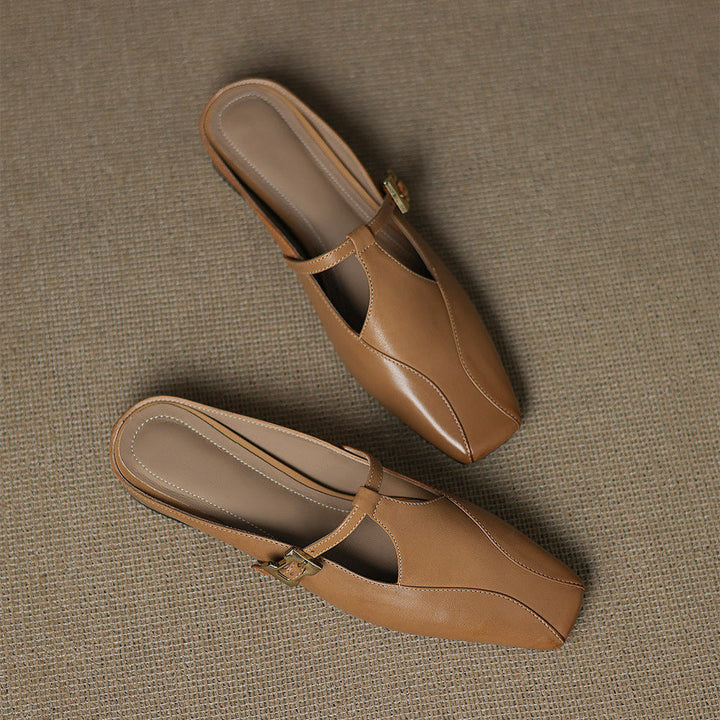 Keva | Square-Toe Mary Jane Heel Mules