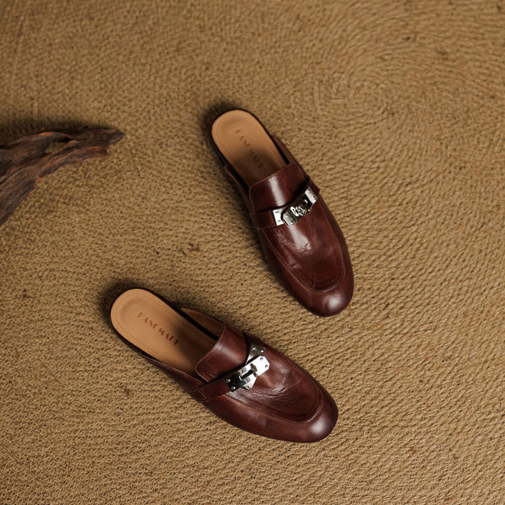 Carla | Rounded-Toe Hardware Accent Mules