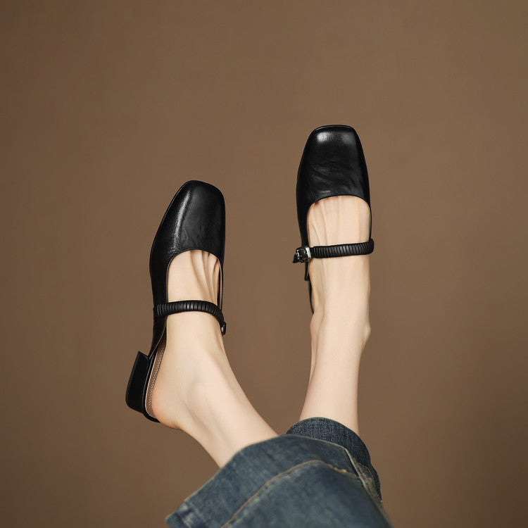 Novie | Square-Toe Mary Jane Heel Mules