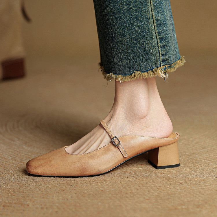 Esmer | Square-Toe Mary Jane Heel Mules