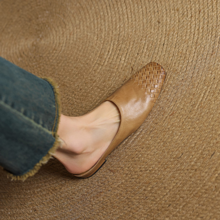 Dalvi | Textured Square-Toe Slip-On Mules