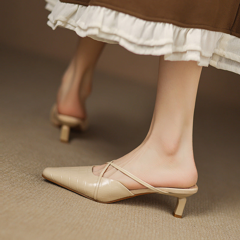 Mire | Pointed-Toe Crisscross Strap Heel Mules