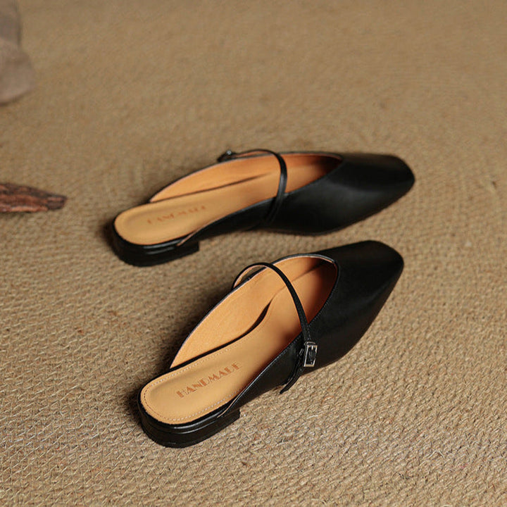 Miral | Square-Toe Mary Jane Flat Mules