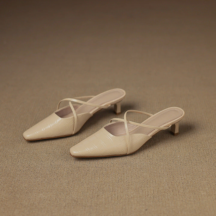 Mire | Pointed-Toe Crisscross Strap Heel Mules