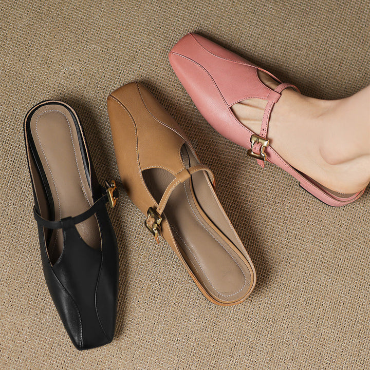 Keva | Square-Toe Mary Jane Heel Mules