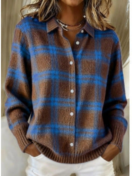 Liz | Soft Hoodie Blouse with Check Pattern