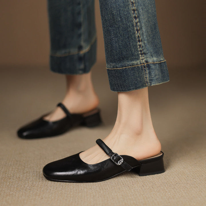 Novie | Square-Toe Mary Jane Heel Mules