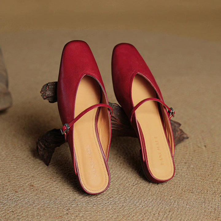 Miral | Square-Toe Mary Jane Flat Mules