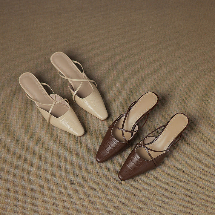 Mire | Pointed-Toe Crisscross Strap Heel Mules