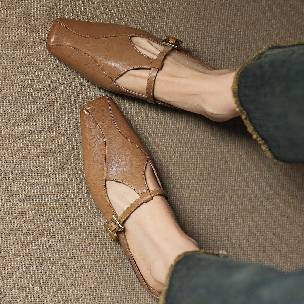 Keva | Square-Toe Mary Jane Heel Mules
