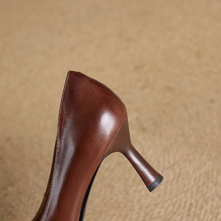 Elviera Square Leather Pumps