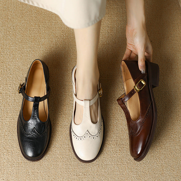 Vintage T-Bar Comfort Real Leather Mary Jane Shoes