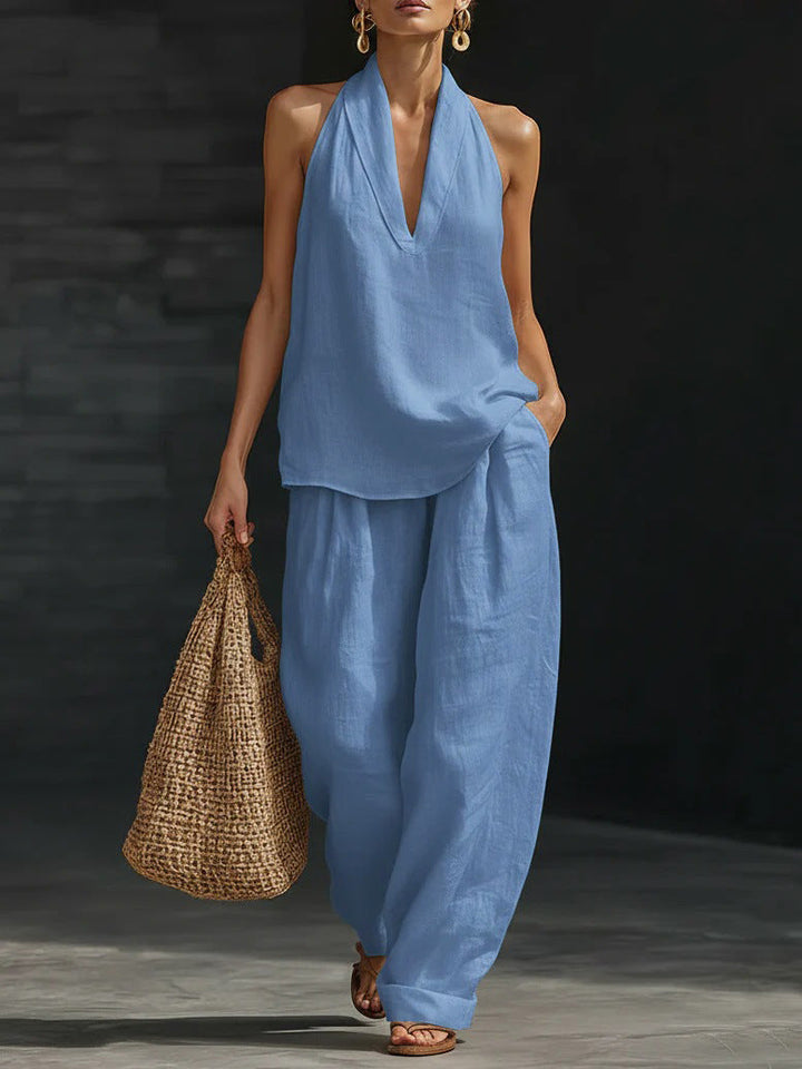 Zoe Sleeveless Set with Wide Pants