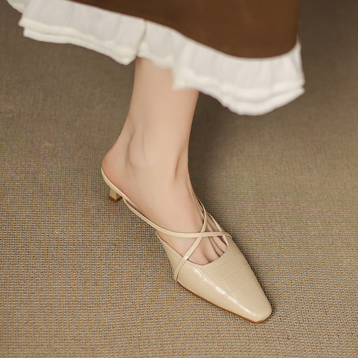 Mire | Pointed-Toe Crisscross Strap Heel Mules