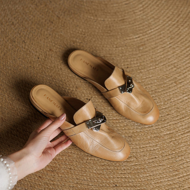 Carla | Rounded-Toe Hardware Accent Mules