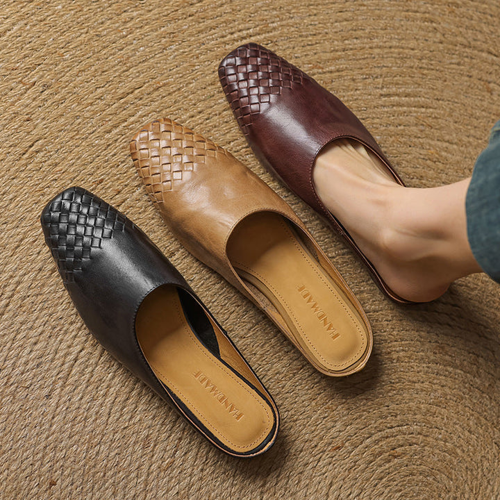 Dalvi | Textured Square-Toe Slip-On Mules