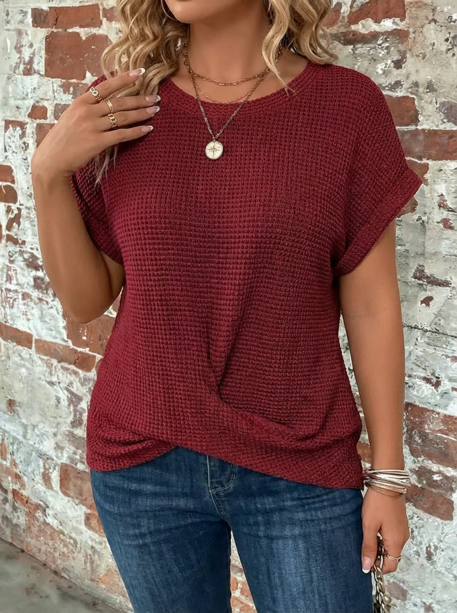 Nadya | Waffle Knit Casual Tee
