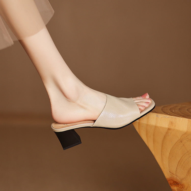 Avena | Open-Toe Block Heel Mules
