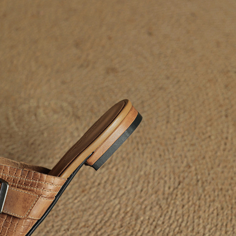 Emrie | Square-Toe Buckle Accent Mules