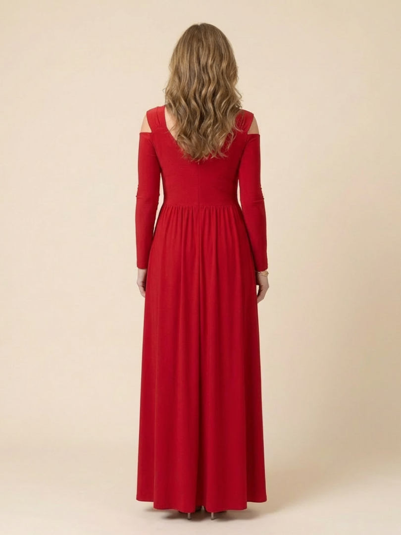 Althea | Long Sleeve V-Neck Maxi Dress With Slit