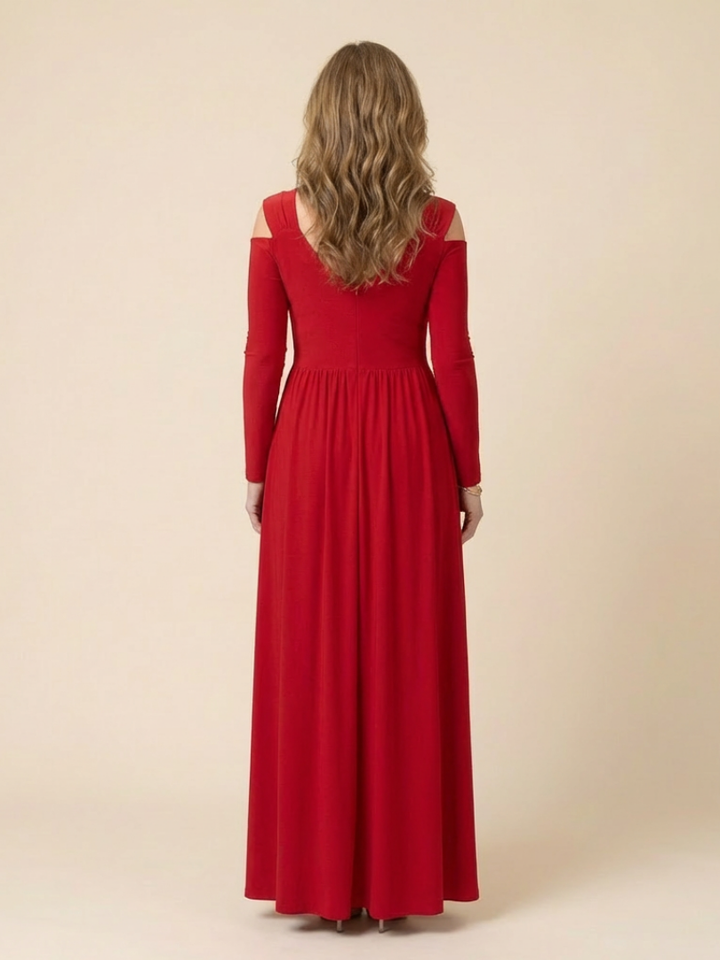 Althea | Long Sleeve V-Neck Maxi Dress With Slit