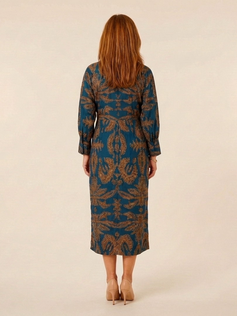 Corinna | Long Sleeve V-Neck Twist Front Midi Dress