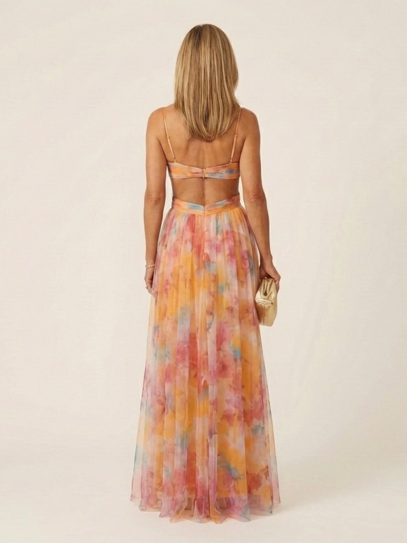 Thalira | Sleeveless V-Neck Pleated Maxi Dress