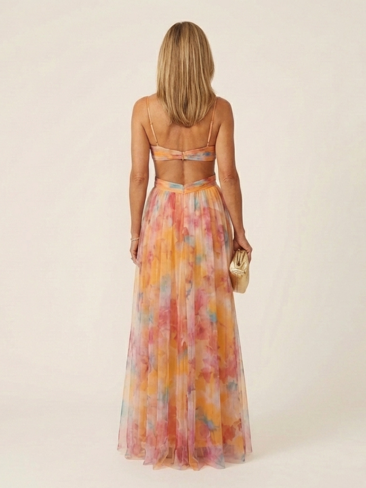 Thalira | Sleeveless V-Neck Pleated Maxi Dress